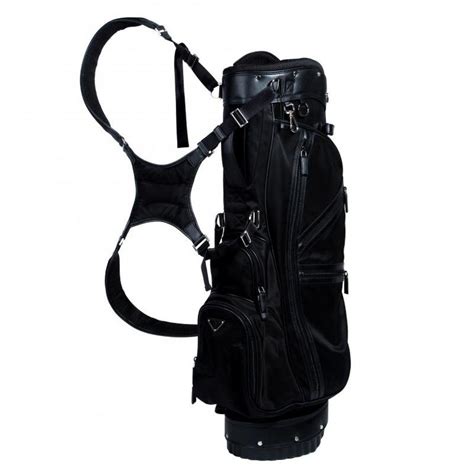 Prada Black Tessuto and Saffiano Leather Golf Bag.